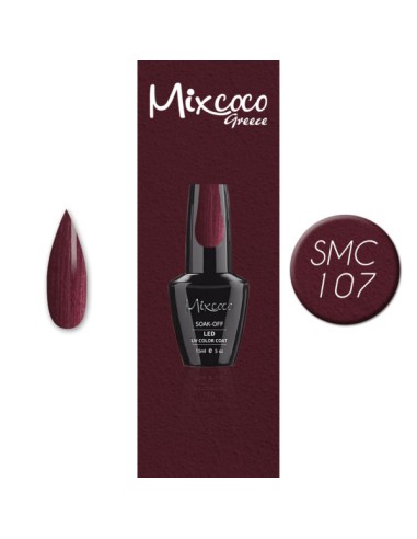 SMC 107 BARNIZ SEMI-PERMANENTE MIXCOCO 15ML (BORGOÑA-MARRÓN METALIZADO)