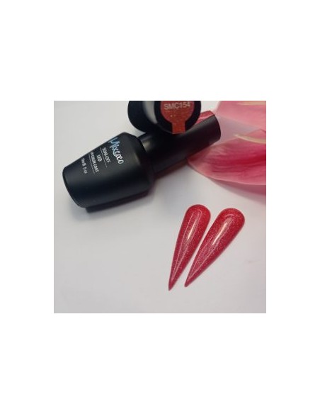 SMC 154 BARNIZ SEMI-PERMANENTE MIXCOCO 15ML (ROJO-FUCSIA GLITTER)