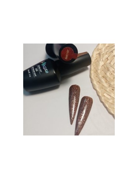 SMC 157 BARNIZ SEMI-PERMANENTE MIXCOCO 15ML (MARRÓN-ORO OSCURO-GLITTER)