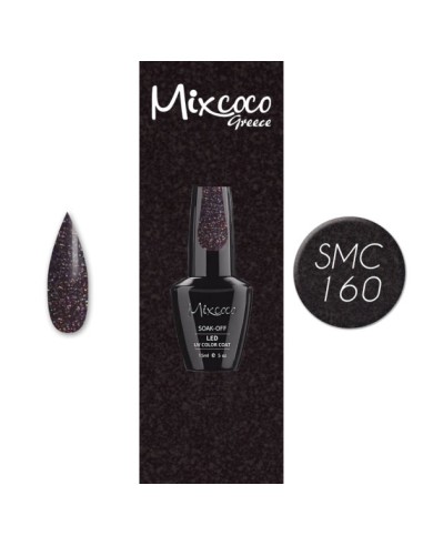 SMC 160 BARNIZ SEMI-PERMANENTE MIXCOCO 15ML (NEGRO IRIDISCENTE-GLITTER)