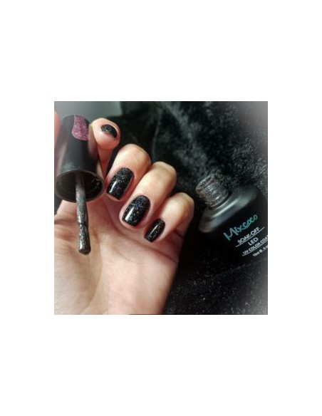 SMC 160 BARNIZ SEMI-PERMANENTE MIXCOCO 15ML (NEGRO IRIDISCENTE-GLITTER)