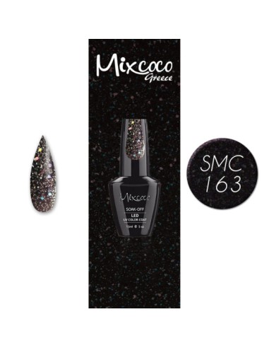 SMC 163 MIXCOCO BARNIZ SEMI-PERMANENTE 15ML (NEGRO INTENSO-GLITTER)