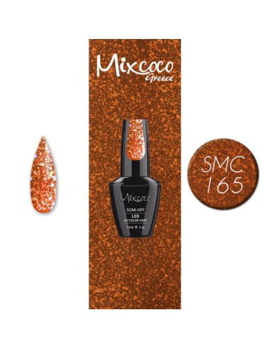 SMC 165 BARNIZ SEMI-PERMANENTE MIXCOCO 15ML (NARANJA-MARRON GLITTER)