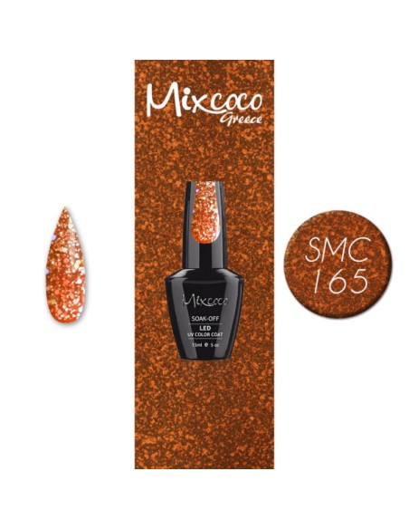 SMC 165 BARNIZ SEMI-PERMANENTE MIXCOCO 15ML (NARANJA-MARRON GLITTER)