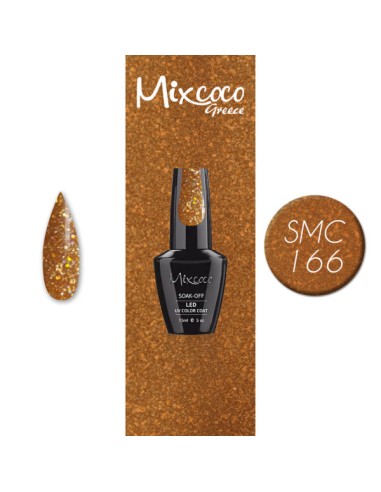 SMC 166 BARNIZ SEMIPERMANENTE MIXCOCO 15ML (MARRÓN-ORO OPEN-GLITTER)