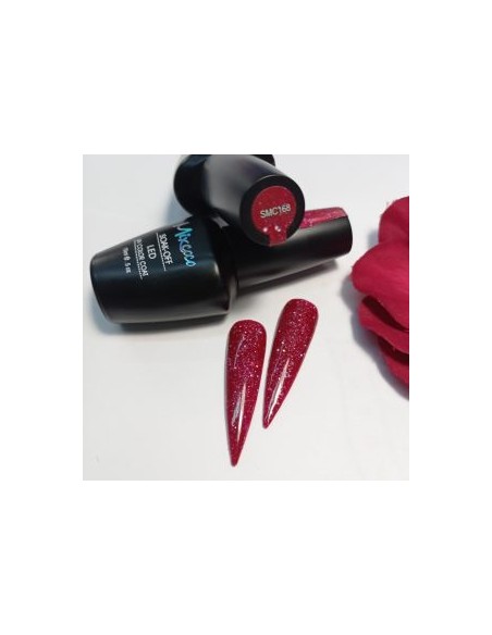 SMC 168 BARNIZ SEMIPERMANENTE MIXCOCO 15ML (FUCSIA-PÚRPURA GLITTER)