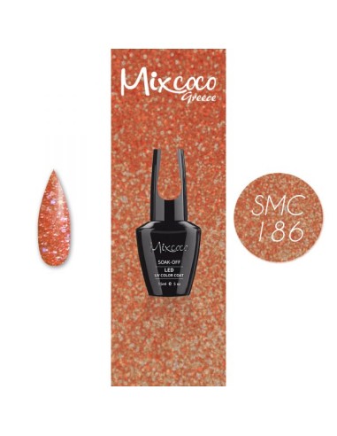 SMC 186 BARNIZ SEMIPERMANENTE MIXCOCO 15ML (NARANJA-FUCSIA GLITTER)