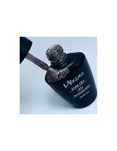 SMC 188 BARNIZ SEMIPERMANENTE MIXCOCO 15ML (NEGRO-PLATA GLITTER)