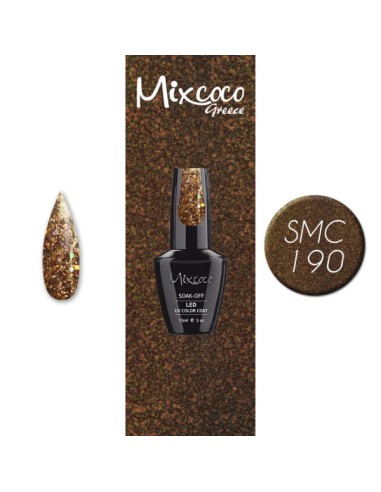 SMC 190 BARNIZ SEMIPERMANENTE MIXCOCO 15ML (BRILLO MARRÓN OSCURO-DORADO)