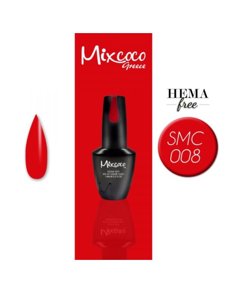 SMC 008 BARNIZ SEMIPERMANENTE MIXCOCO 15ML (ROJO AL FUEGO)